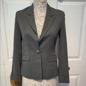 Orsay Europe Grey single-button blazer with black polka dots size EU 38/US 6